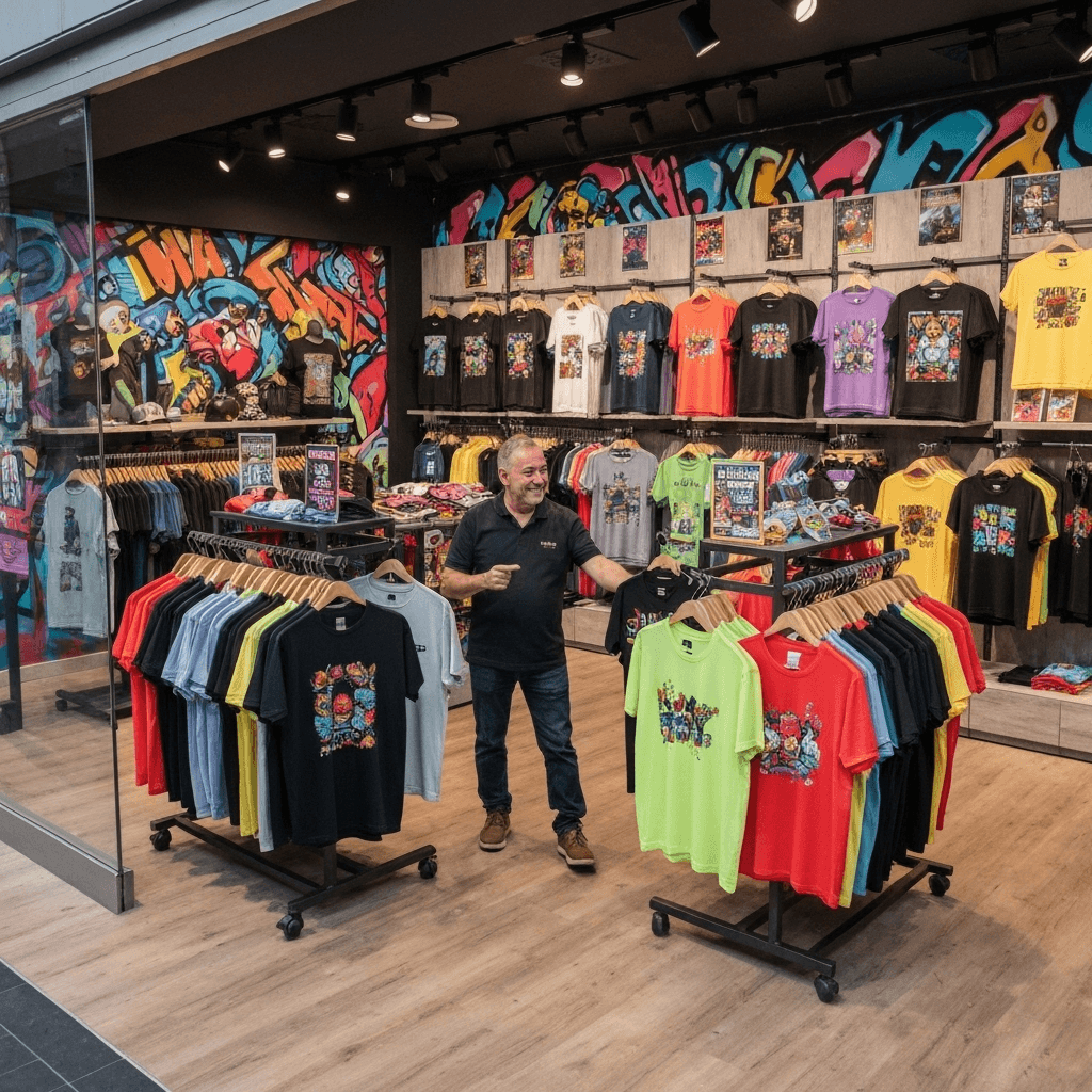 Store mit farbenfroher Gamingwear von PulseForge